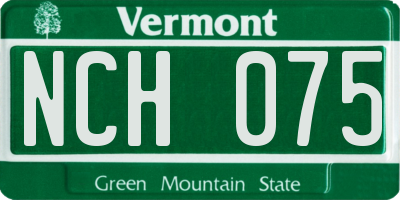 VT license plate NCH075
