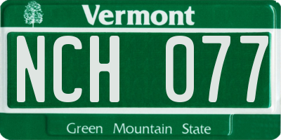 VT license plate NCH077