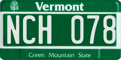 VT license plate NCH078