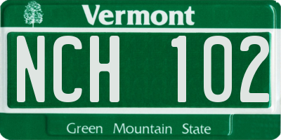 VT license plate NCH102