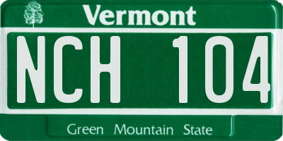 VT license plate NCH104