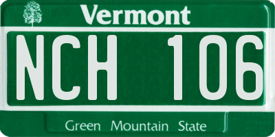 VT license plate NCH106