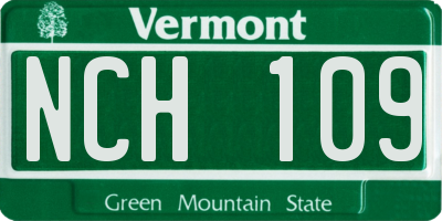 VT license plate NCH109