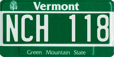 VT license plate NCH118