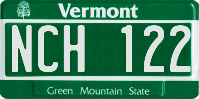 VT license plate NCH122
