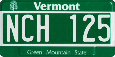 VT license plate NCH125