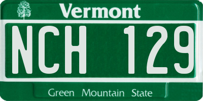 VT license plate NCH129