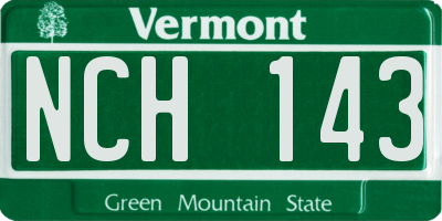 VT license plate NCH143