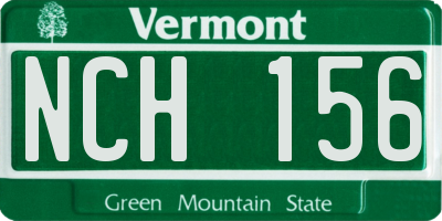 VT license plate NCH156