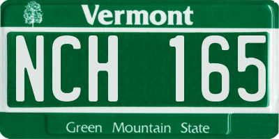 VT license plate NCH165