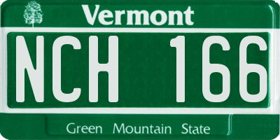 VT license plate NCH166