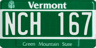 VT license plate NCH167