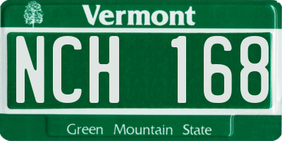 VT license plate NCH168