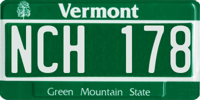 VT license plate NCH178
