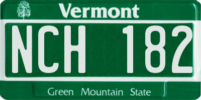 VT license plate NCH182