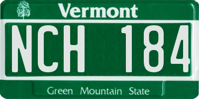 VT license plate NCH184