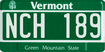 VT license plate NCH189