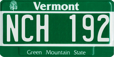 VT license plate NCH192