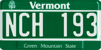 VT license plate NCH193