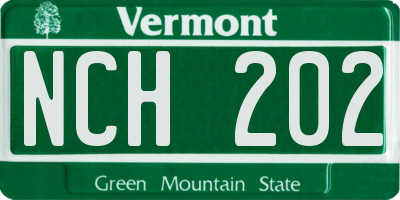 VT license plate NCH202