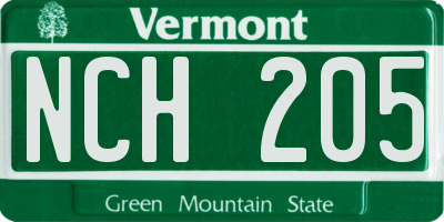 VT license plate NCH205