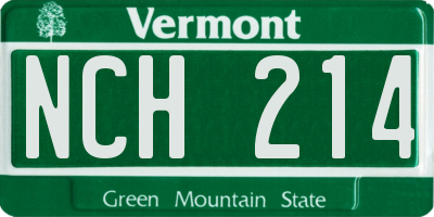 VT license plate NCH214