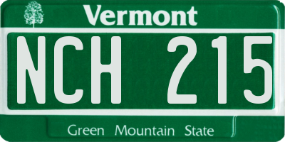 VT license plate NCH215