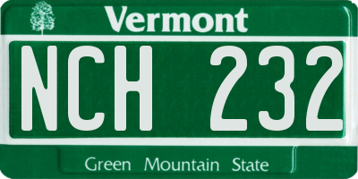 VT license plate NCH232