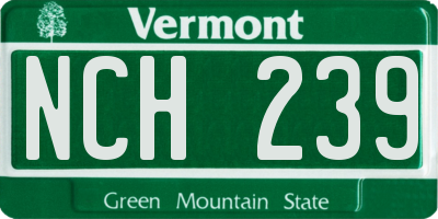 VT license plate NCH239