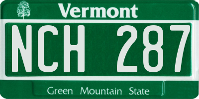 VT license plate NCH287