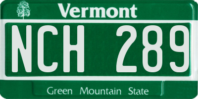 VT license plate NCH289