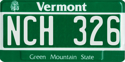 VT license plate NCH326