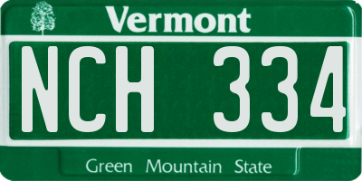 VT license plate NCH334