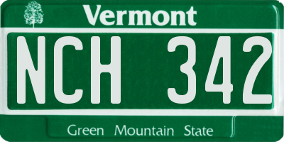 VT license plate NCH342