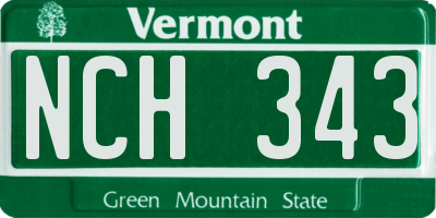 VT license plate NCH343