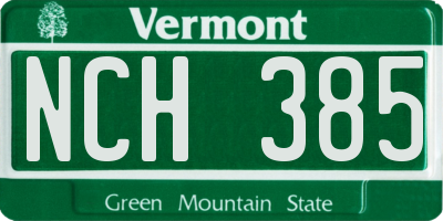 VT license plate NCH385