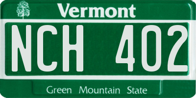 VT license plate NCH402