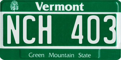 VT license plate NCH403