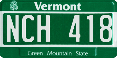 VT license plate NCH418