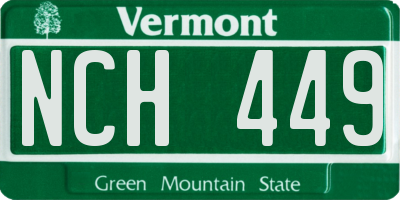 VT license plate NCH449