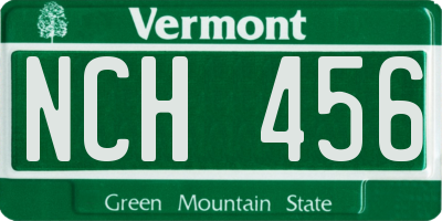 VT license plate NCH456