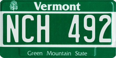 VT license plate NCH492