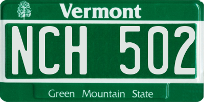 VT license plate NCH502