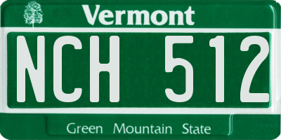 VT license plate NCH512