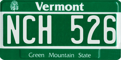 VT license plate NCH526