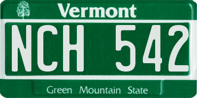 VT license plate NCH542