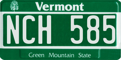 VT license plate NCH585