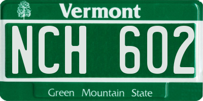 VT license plate NCH602