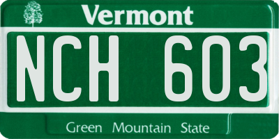 VT license plate NCH603