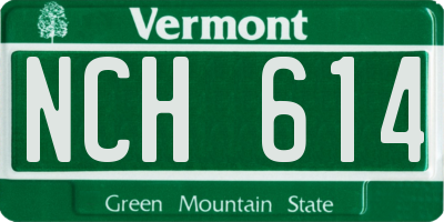 VT license plate NCH614